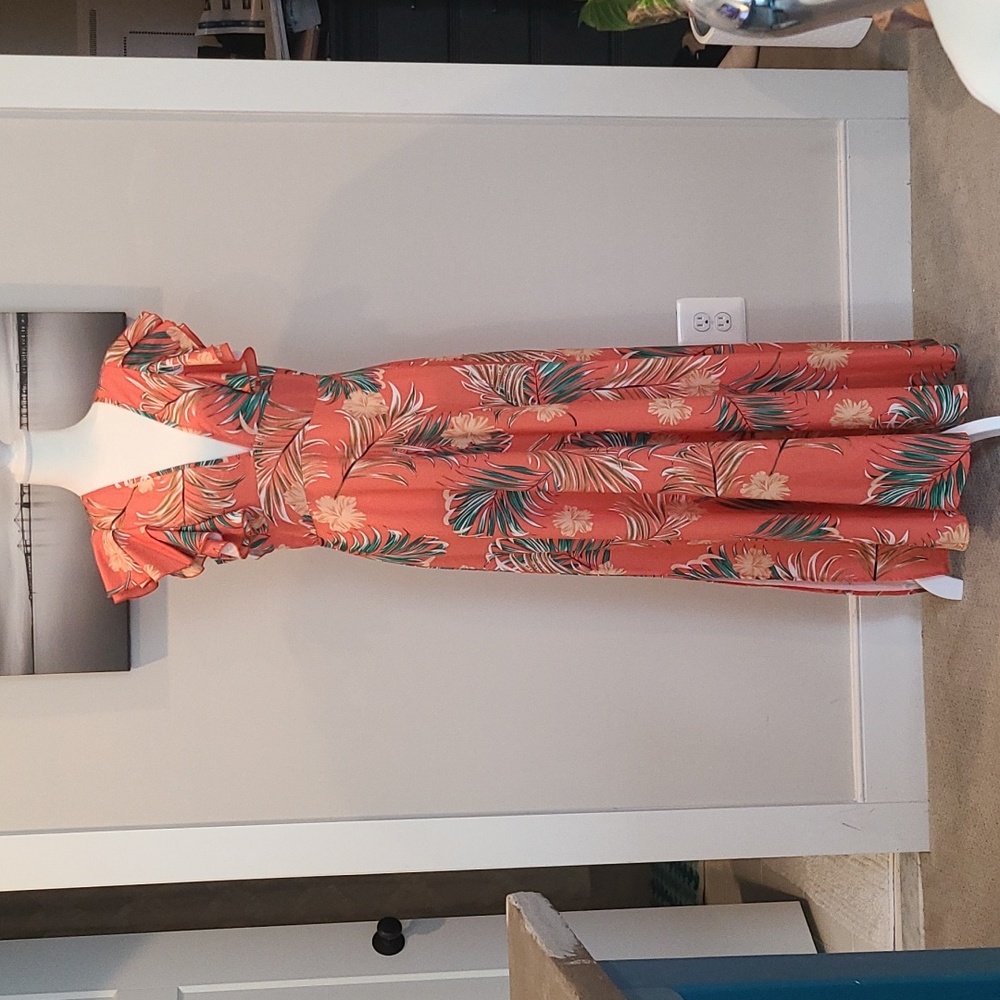 Shein orange printed dress size Large - NWOT